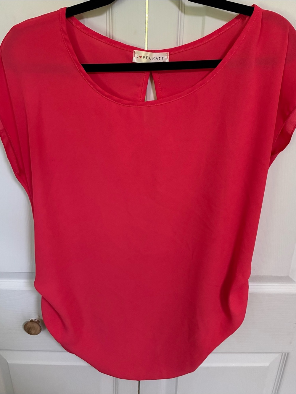 Lovecrazy Neon Pink Cap Sleeve Chiffon Blouse